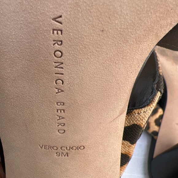 Veronica Beard Leopard print Slip On Toe Ring Slide Suede Sandal Tan & Black 9M - Picture 7 of 8